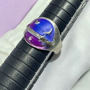 Hot Topic Moon & Stars Ring Size 7 Blue Purple Mystical Women Teens